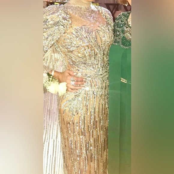 Gorgeous Silver Couture Cap Gown - Picture 5 of 6